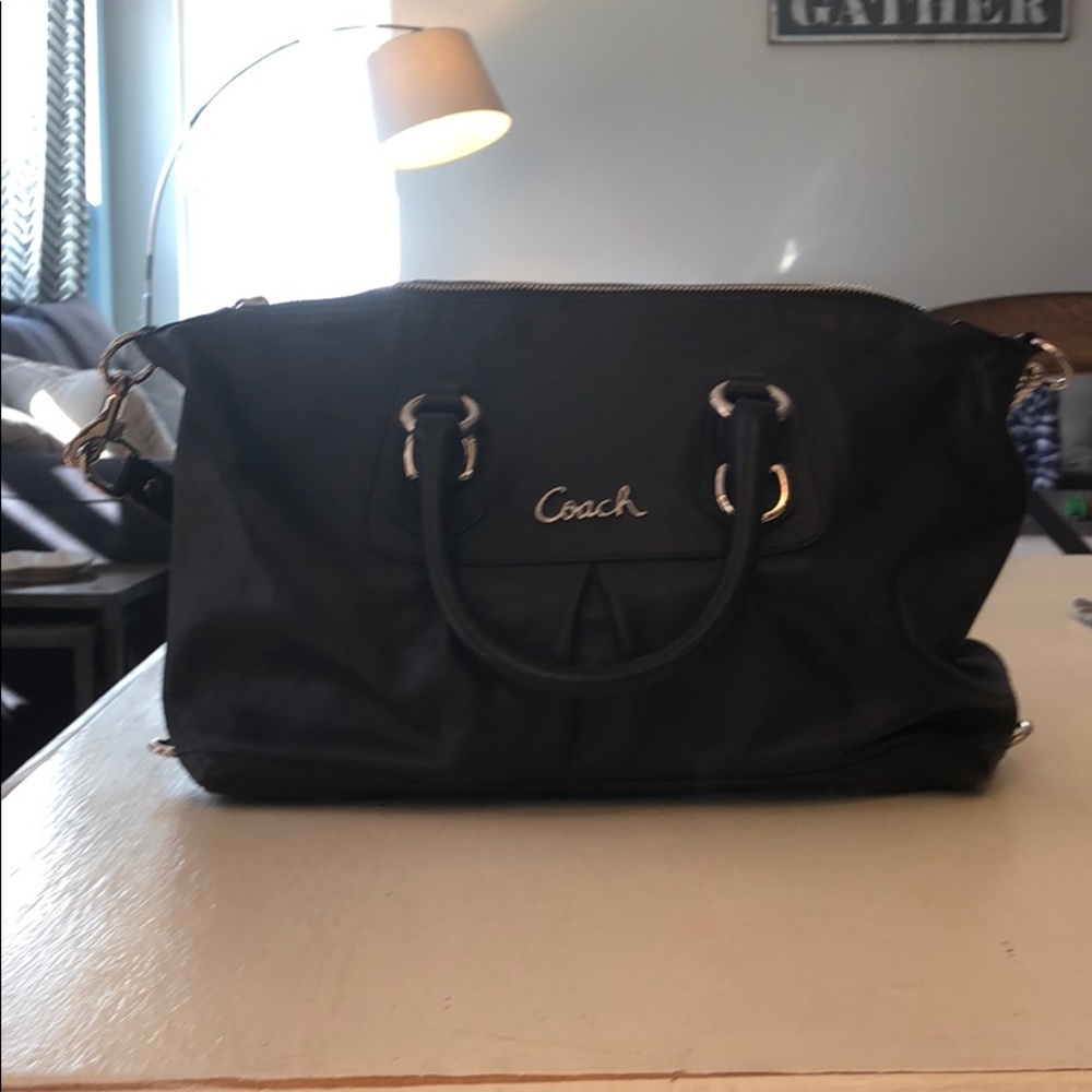 Black leather Coach bag